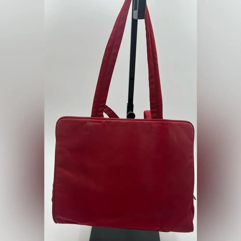 Vintage Tessuto Prada Red Tote Bag with Structured Design